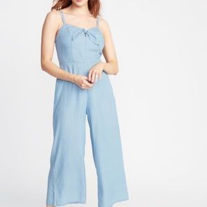 Old Navy tie front chambray jumpsuit XS